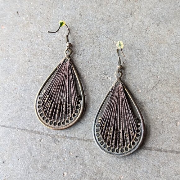 Set of Three Brown Tone Teardrop Dangle Earrings - Picture 5 of 12